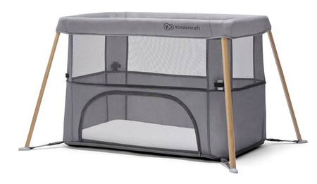 Kinderkraft Movi Łóżeczko Turystyczne   Grey&Wooden