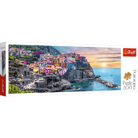 Trefl Puzzle Panoramiczne 500 Elementów Vernazza o Zachodzie Słońca Włochy