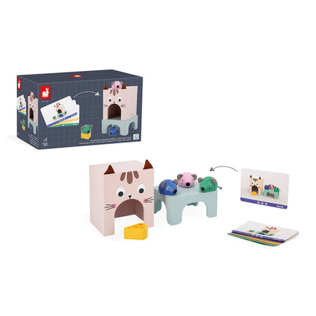 Janod Drewniana układanka Orientacja w przestrzeni Kot i mysz 3+