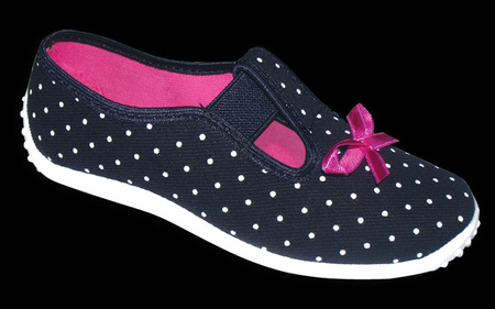 Zetpol Tenisówki Kapcie Dziewczęce Jagoda Granatowe Kropki Rozmiar 26