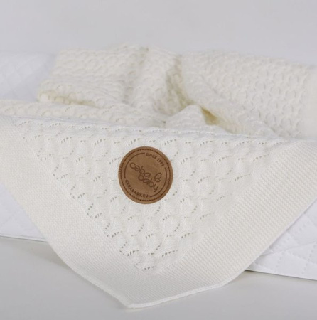 Ceba Baby Kocyk Dziany w Opakowaniu Prezentowym 90x90 Fale Kremowy