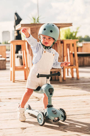 Scootandride Highwaykick 1 Jeździk i Hulajnoga 2w1 1-5 Lat + Scootandride Kask Dla Dzieci S-M Steel