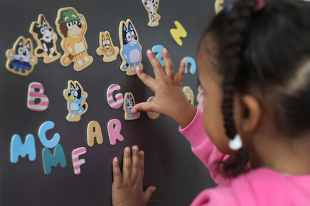 Micki Bluey Drewniane Magnetyczne Literki i Obrazki Edukacyjna