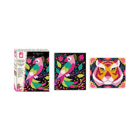 Janod Zestaw Kreatywny Przeplatanka 3D String Art Zwierzęta Dżungli 8+