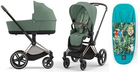 Cybex Priam 4.0 Wózek Głęboko-Spacerowy Leaft Green + Cybex Śpwiorek Gratis