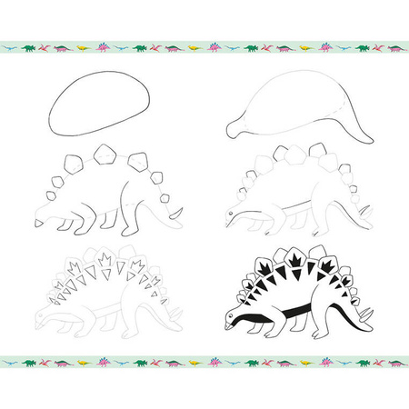 Janod Zestaw kreatywny Rysowanie krok po kroku Dinozaury 20 rysunków 7+