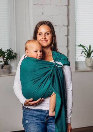 LennyLamb Chusta Kółkowa Do Noszenia Dzieci Splot Jodełkowy Ramię Bez Zakładek Standard 1,8 m 100% Bawełna Szmaragd 