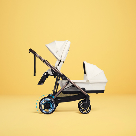 Cybex E-Gazelle S Wspomagany Wózek Spacerowy Rama Taupe Stormy Blue + Fotelik Cybex Cloud G I - Size Fotelik + Baza G + Adaptery