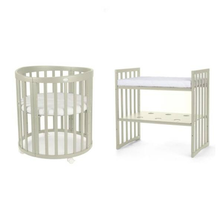 [OUTLET] Waldin Łóżeczko Dziecięce Owalne 7w1 z Materacem Oliwkowe