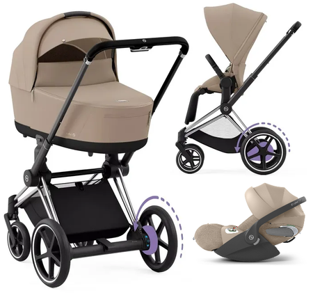 Cybex E-Priam 4.0 Wózek Głęboko-Spacerowy + Cloud T i-Size Fotelik Samochodowy 0-13kg Cozy beige