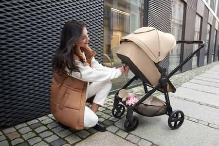 Kinderkraft Newly Wózek Wielofunkcyjny 3w1 Wózek Głęboko-Spacerowy + Fotelik Samochodowy 0-13kg + Adaptery Sand Beige