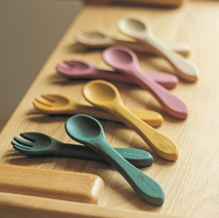 Petite&Mars Take&Match Silikonowe Sztućce 6m+ Dusty Rose