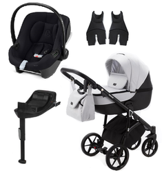 Adamex Bibione 1 Wózek Głęboko-Spacerowy 2w1 TSB-11 Lux + Cybex Aton B2 i-Size Fotelik 0-13kg + Baza + Adaptery