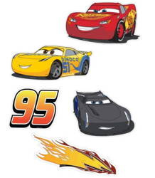 Marko Disney Licencja Dekoracja Ścienna Cars 3 Zestaw Duży 5 Elementów