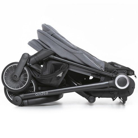 Espiro Galaxy Wózek Głęboko-Spacerowy + Gondola Una + Adaptery Zestaw 2w1 10 Onyx + Grey Center