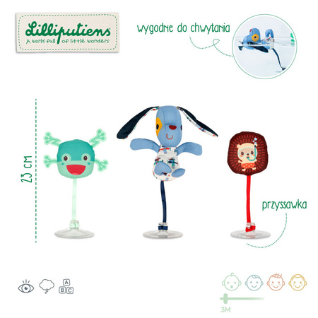 Lilliputiens Zestaw 3 zabawek do kąpieli z przyssawkami Piesek Jules 3 m+