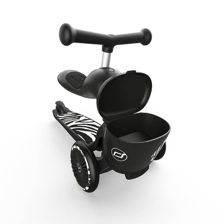 [OUTLET] Scootandride Highwaykick 1 Lifestyle 2w1 Jeżdzik i Hulajnoga Trójkołowa z Zamykanym Schowkiem 1-5 lat Zebra