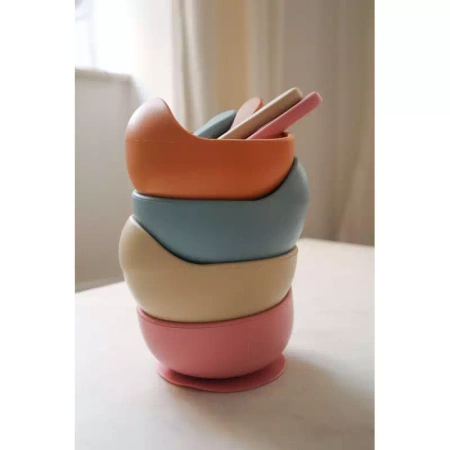 MYROYS Silikonowa Miseczka z Łyżeczką Brązowa