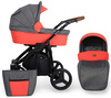 Kunert Rotax Wózek Głęboko-Spacerowy Szary Len + Pomarańcz Czarna Rama Koła Żelowe