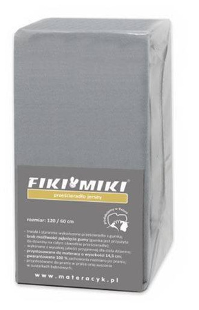 Fiki Miki Jersey Prześcieradło 120/60 Szare