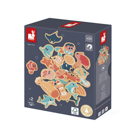 Janod Magnesy drewniane Podwodny świat 24 szt. 2+