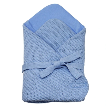 EKO dzianinowy otulacz, niebieskie warkoczyki