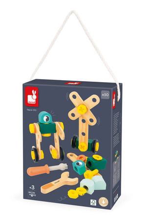 Janod Zestaw konstruktora 50 elementów Brico'kids 3+