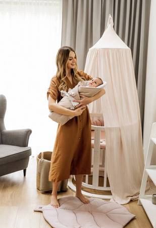 [OUTLET] Waldin Łóżeczko Dziecięce Owalne 7w1 z Materacem Białe