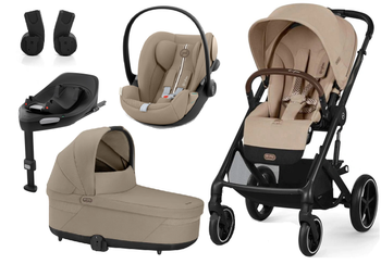 Cybex Balios S Lux 2.0 Wózek Głęboko-Spacerowy Almond Beige BLK + Cybex Cloud G I - Size Fotelik Samochodowy 0-13 kg + Adaptery + Baza G
