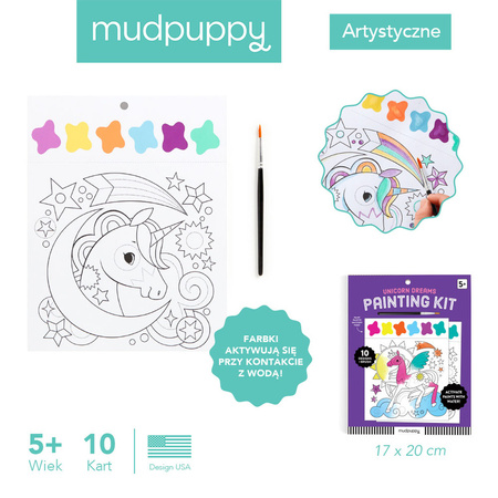 Mudpuppy Książeczka do malowania kolorowanka akwarelowa z pędzelkiem Sen jednorożca 5+