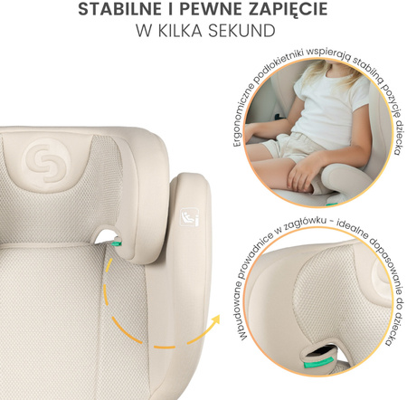 Caretero Breezy Fix - fotelik samochodowy 100-150 cm 2w1 z funkcją boostera | Beige