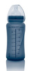 Everyday Baby, Szklana butelka ze smoczkiem M reagująca na temperaturę, 240 ml Borówkowy