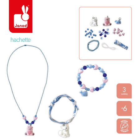 Janod Zestaw kreatywny do tworzenia biżuterii z zawieszkami Małe zwierzątka 6+
