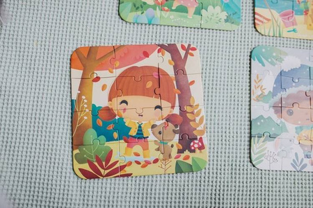 Janod Puzzle Progresywne W Walizce Pory Roku 4 Układanki – 6, 9, 12 I 16 Elementów 3+