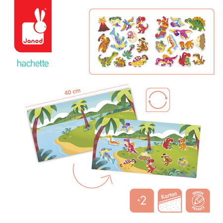 Janod Multizestaw kreatywny 2-latka My arts & crafts Grube naklejki wielorazowe Dinozaury 2+