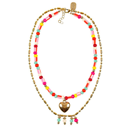 Souza! Podwójny naszyjnik łańcuszek i grube koraliki z zawieszką Syta