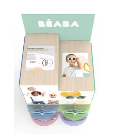 POS marketing drewniany ekspozytor BEABA na okulary