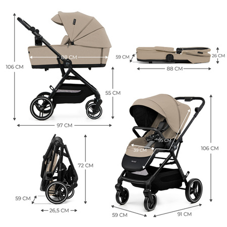 Kinderkraft Yoxi Wózek Głęboko-Spacerowy 2w1 Sand Beige