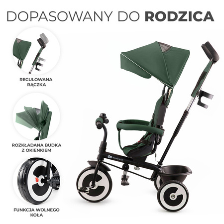 Kinderkraft Aston Rowerek Trójkołowy Spacerówka Mystic Green