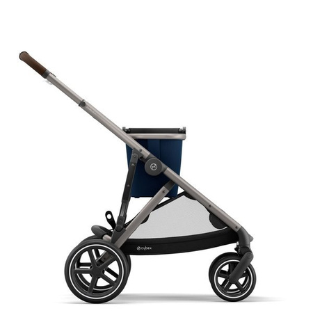 Cybex Gazelle S Wózek Bliźniaczy Rok po Roku + Cybex Aton M I-Size & SensorSafe 0-13 kg RWF + Adaptery  Navy Blue rama Taupe