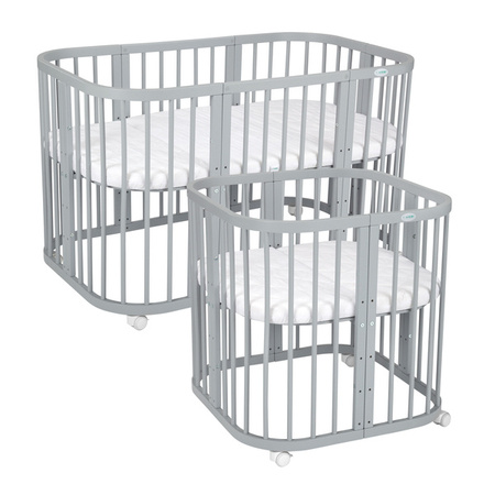 Waldin Łóżeczko Dziecięce 7w1 z Materacem Szare