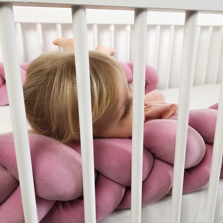 SenLove Ochraniacz do Łóżeczka Warkocz 360cm Brudny Róż