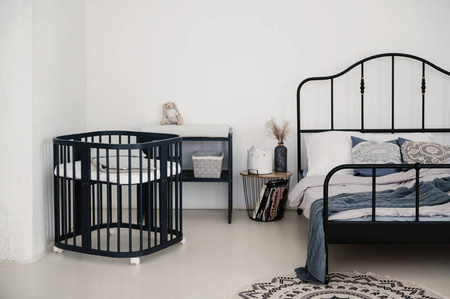 [OUTLET] Waldin Łóżeczko Dziecięce 7w1 z Materacem Grafit