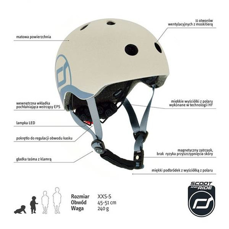 Scootandride Kask XXS-S Dla Dzieci 1-5 Lat  Ash