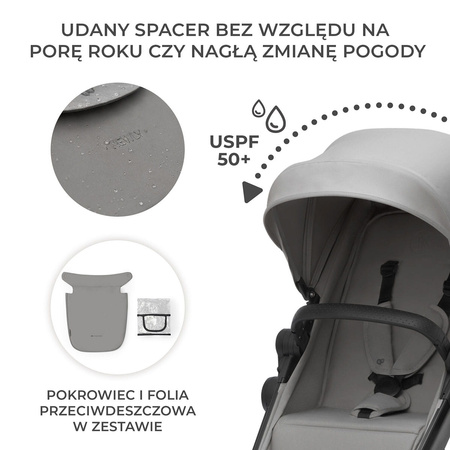 Kinderkraft Newly Wózek Wielofunkcyjny 4w1 + Fotelikiem Mink Pro z Bazą Moonlight Grey
