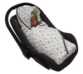 Gluck Rożek z kapturkiem muślin gwiazdki szare na białym