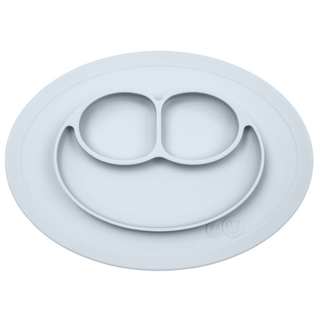 EZPZ Silikonowy talerzyk z podkładką mały 2w1 Mini Mat pastelowa szarość + pokrywka GRATIS szara