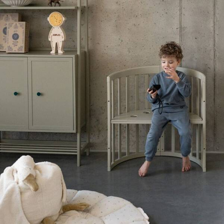 [OUTLET] Waldin Łóżeczko Dziecięce Owalne 7w1 z Materacem Oliwkowe