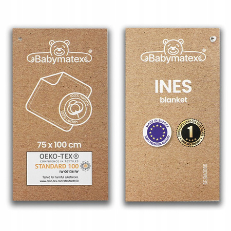 BabyMatex Kocyk dwustronny bawełniany INES 75x100cm  ecru kwiaty