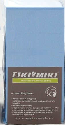 Fiki Miki Jersey Prześcieradło 120/60 cm Błękitne